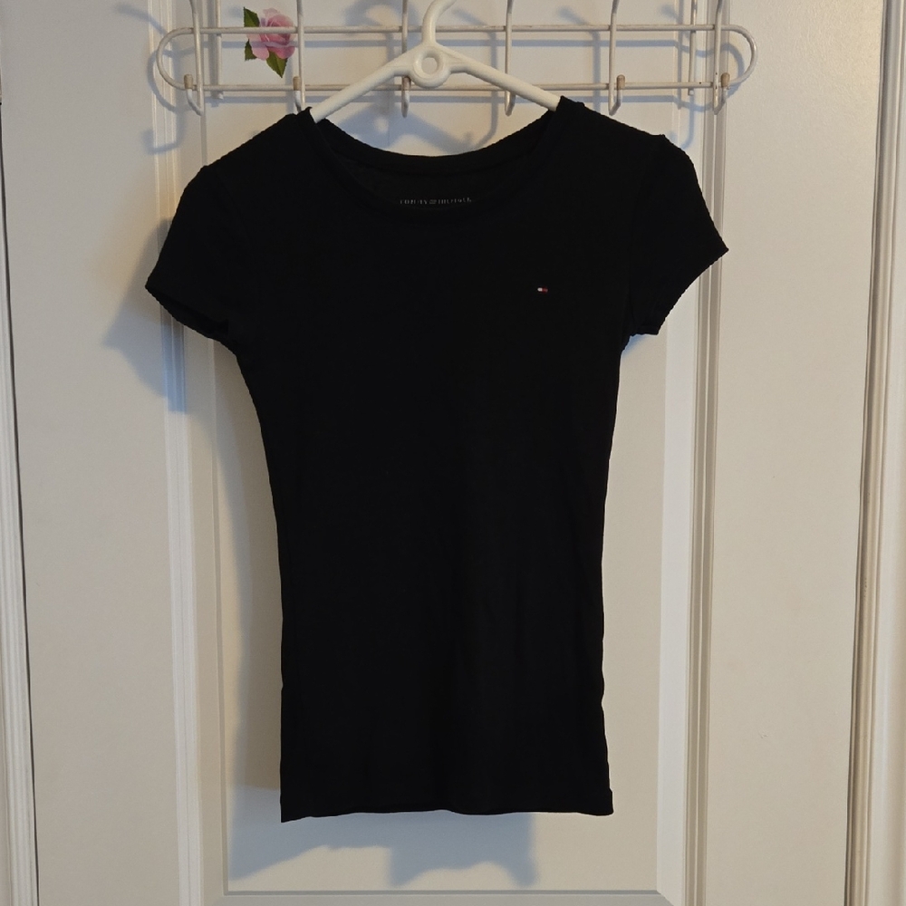 Retro 90's Tommy Hilfiger Women's Black Short Sleeve Babydoll T